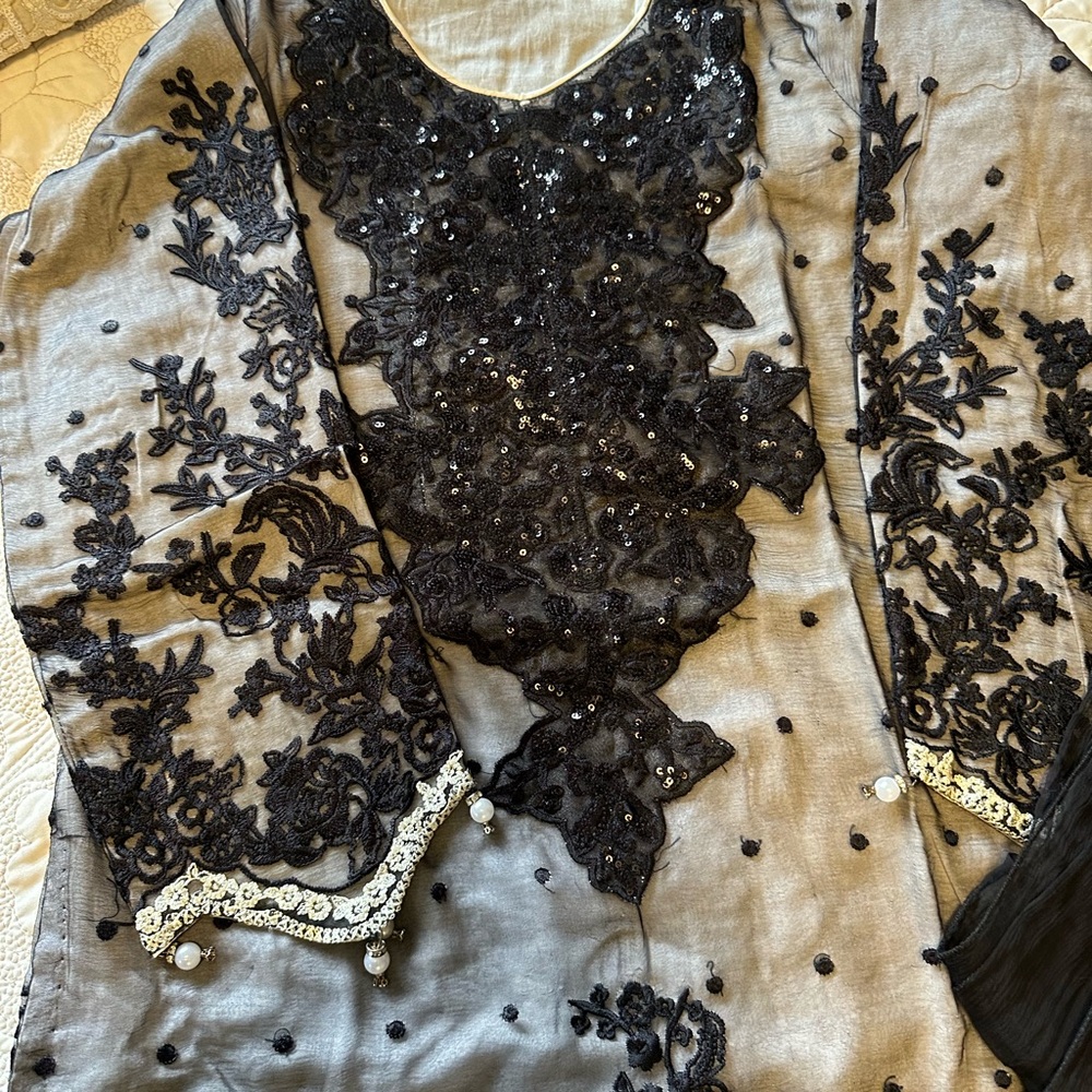 Elegant Black Embroidered Dress